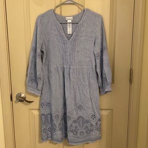 St. Lucia Linen-Blend Split-Neck Dress